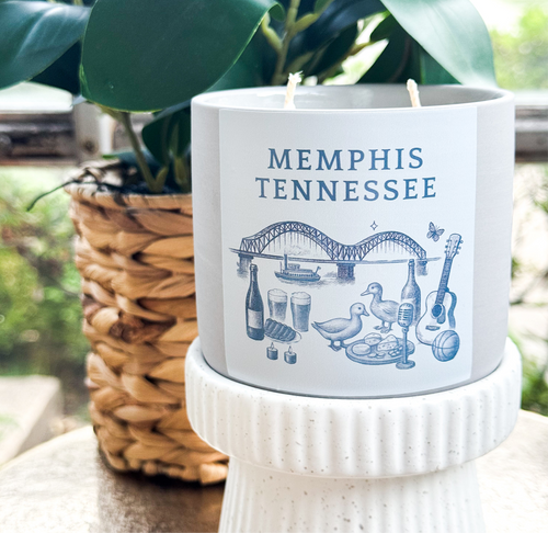 Memphis TN Ceramic Candle -- 14oz, Double Wick